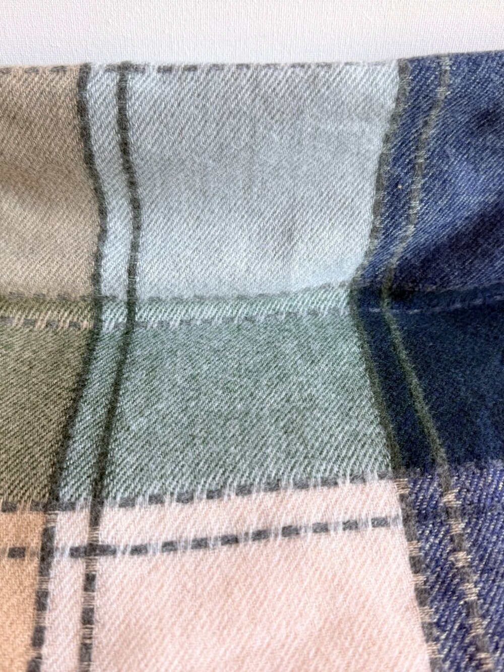 NWT Cleo Blue and Tan Check Acrylic Scarf Wrap